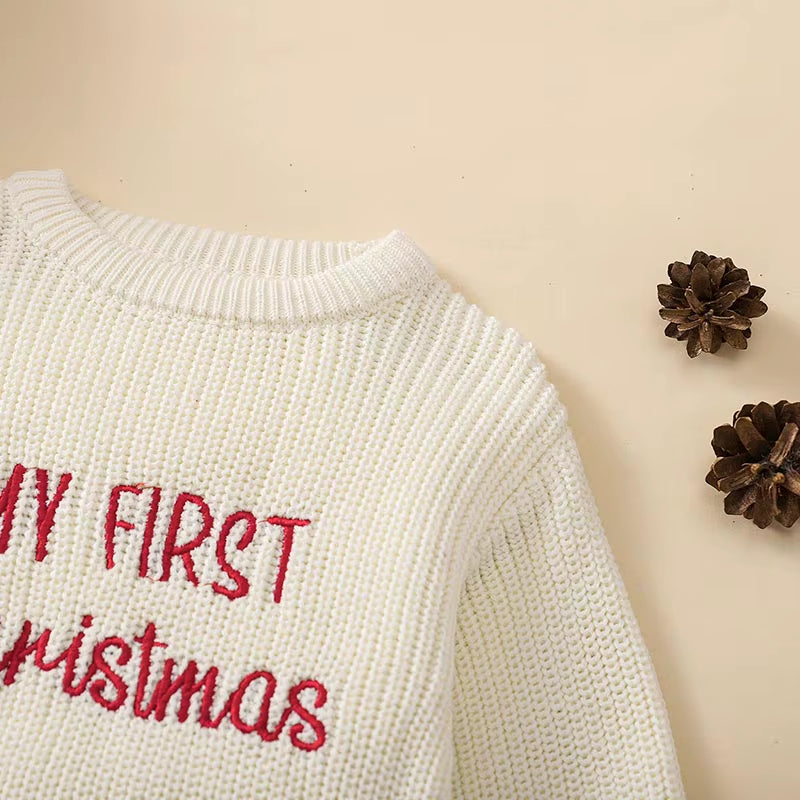 Christmas knit sweater bubble romper for babies, view 5