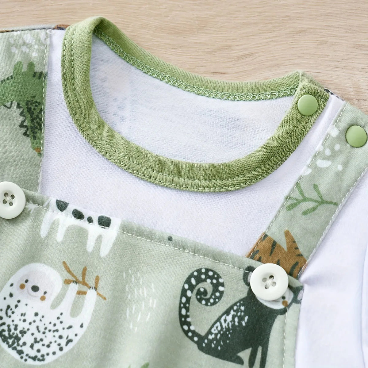 Zoo animal print short sleeve baby romper, view 4