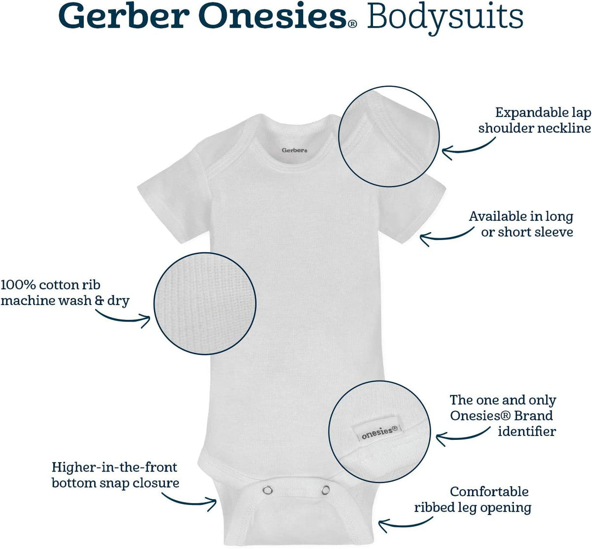 Long sleeve baby bodysuits, six-pack, view 5