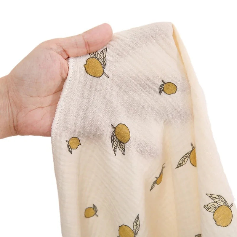 Printed cotton muslin baby swaddle blanket, view 3