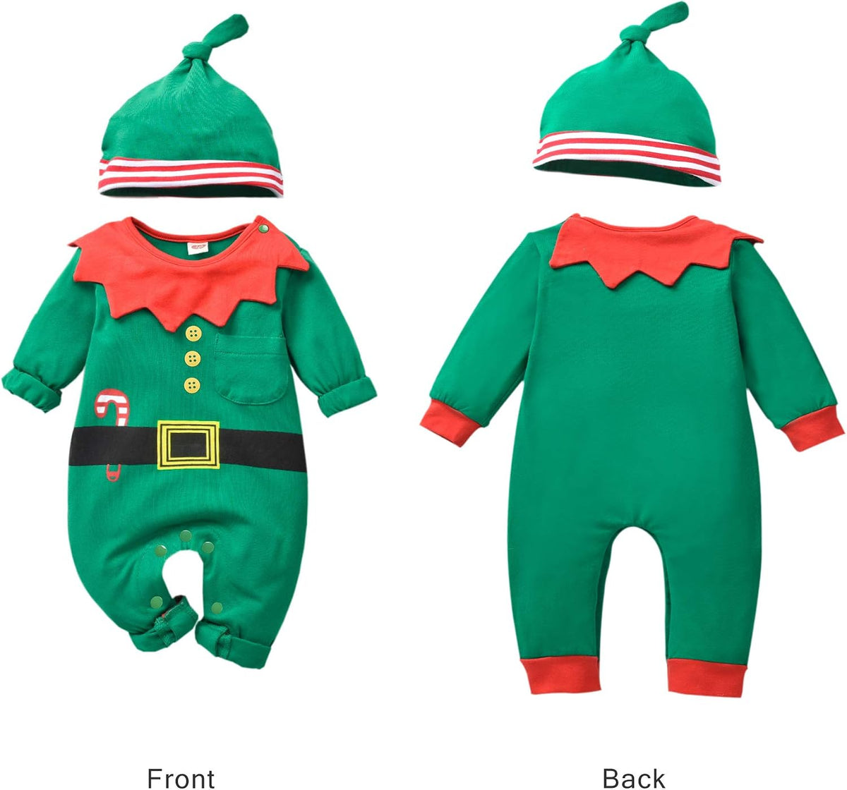 Santa and elf baby's first Christmas romper, view 3