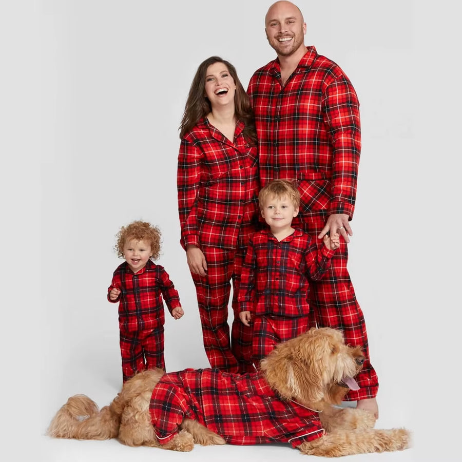 Matching family red plaid Christmas pajamas