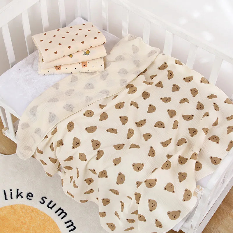 Printed cotton muslin baby swaddle blanket, view 2