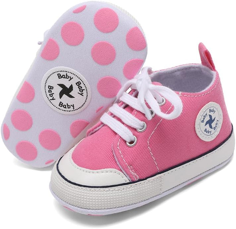 Adorable Unisex High Top Canvas Sneakers for Newborns - Soft Anti-Slip Sole First Walkers in Denim