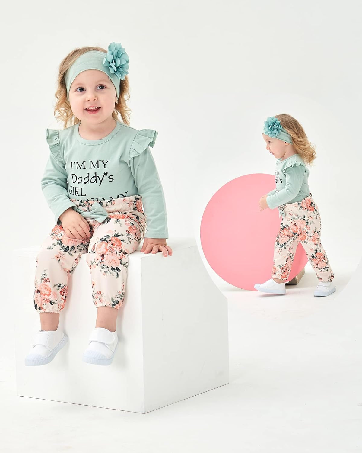 Baby girl fall and winter four-piece outfit set, view 3
