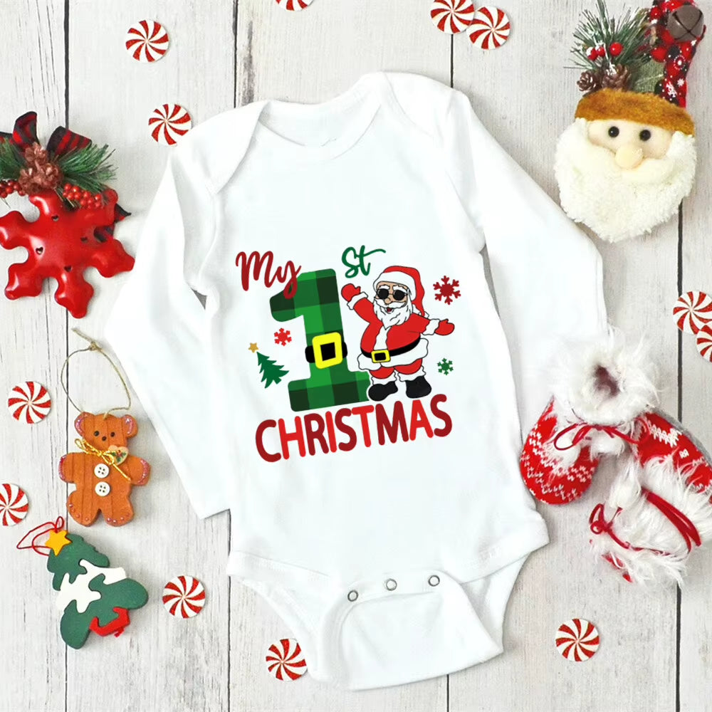 My First Christmas reindeer and Santa baby romper, view 5