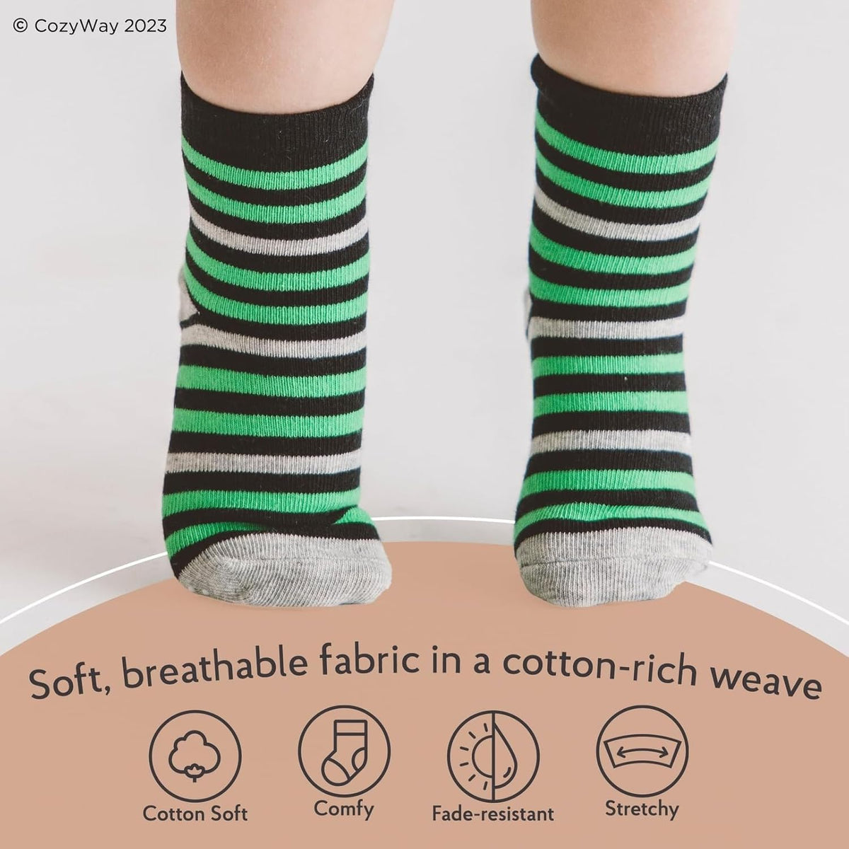 Non-slip grip ankle socks for babies and toddlers, six pairs, view 4