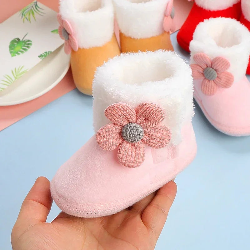 Cozy pompom baby booties, view 2