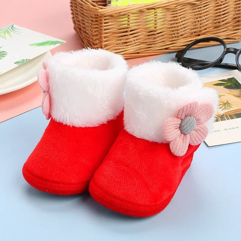 Cozy pompom baby booties, view 5
