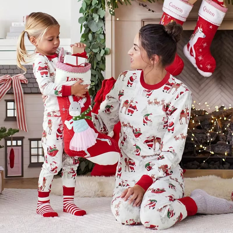 Santa print matching family Christmas pajamas