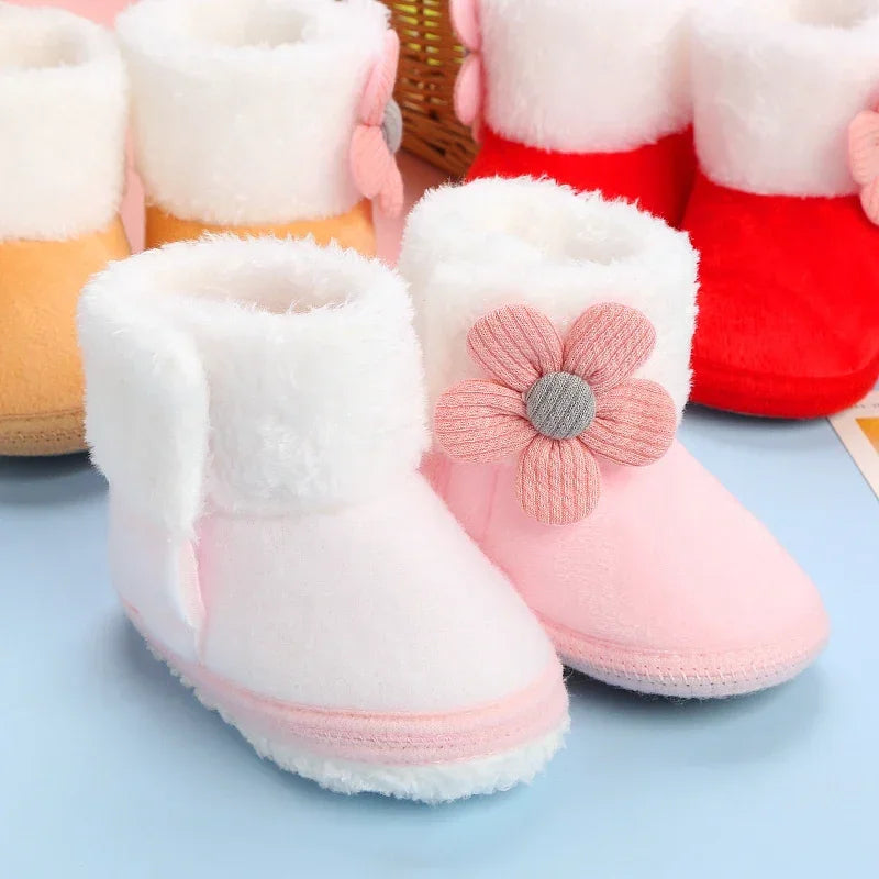 Cozy pompom baby booties, view 6