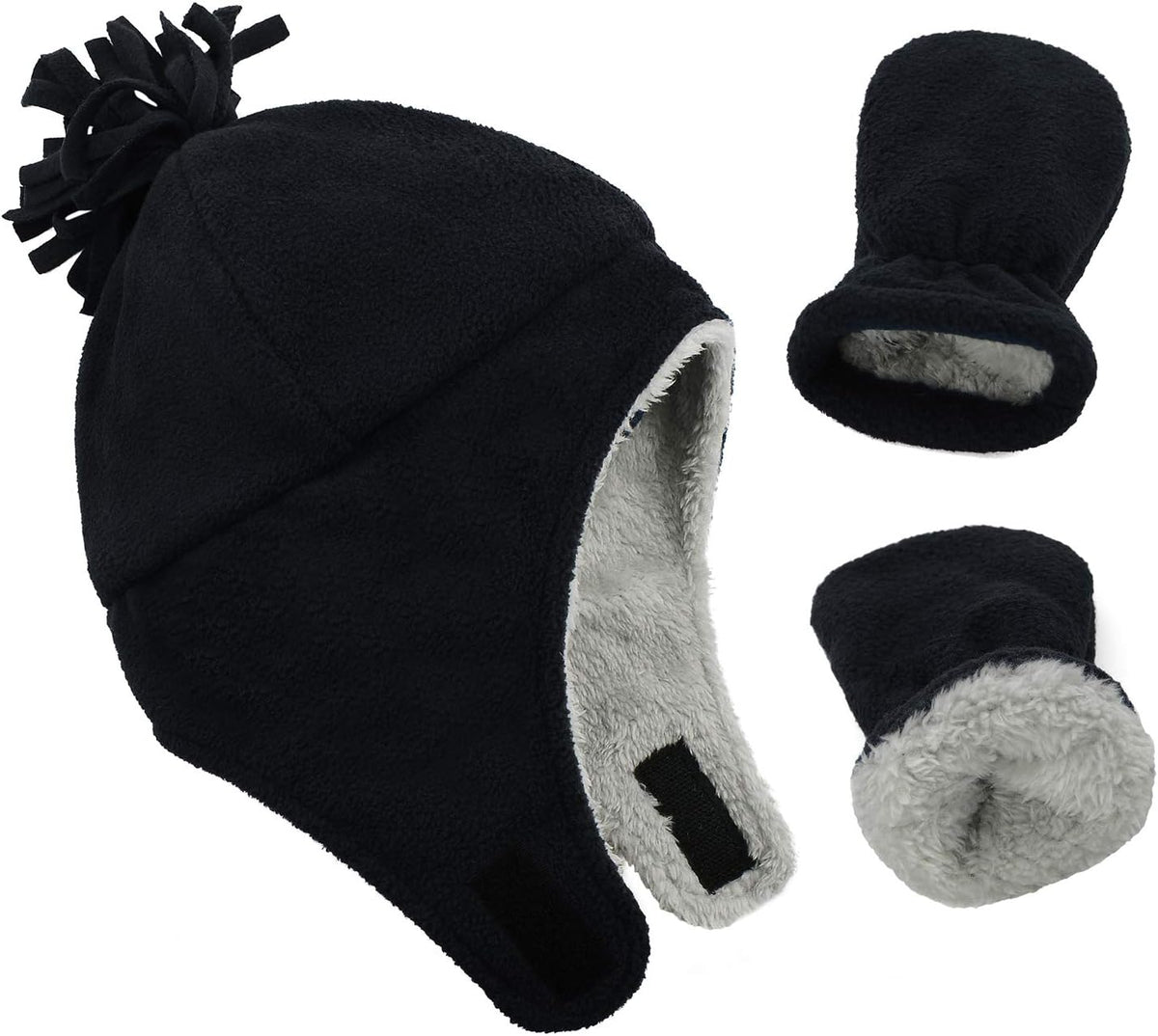 Sherpa-lined winter hat and mittens set, view 11