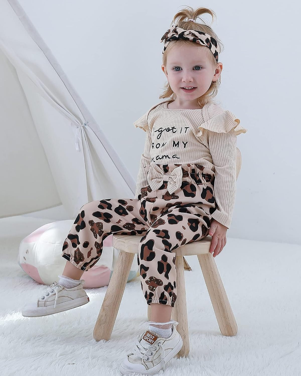 Baby girl floral fall and winter three-piece outfit set, view 2