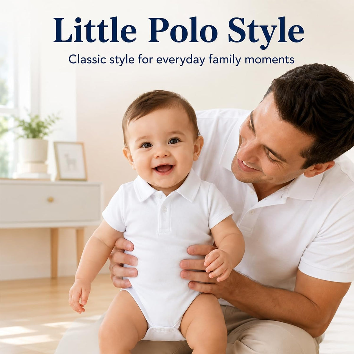 Baby boy cotton pique polo bodysuit, view 5