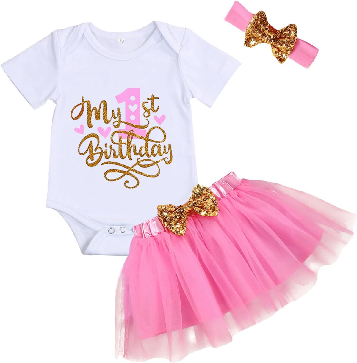 First birthday cake smash outfit with romper, tutu and headband
