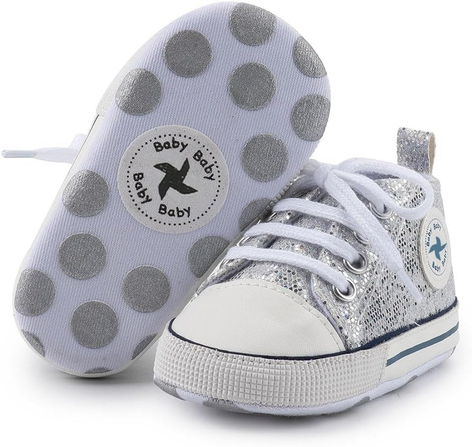 Adorable Unisex High Top Canvas Sneakers for Newborns - Soft Anti-Slip Sole First Walkers in Denim