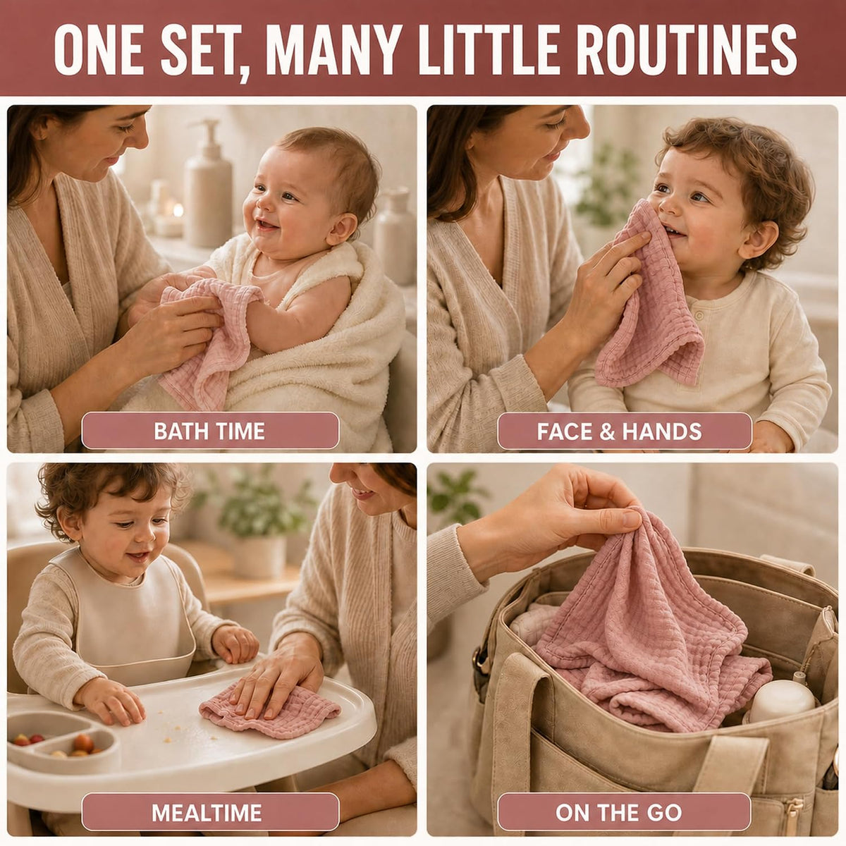 Muslin baby washcloths, 12-pack, view 5