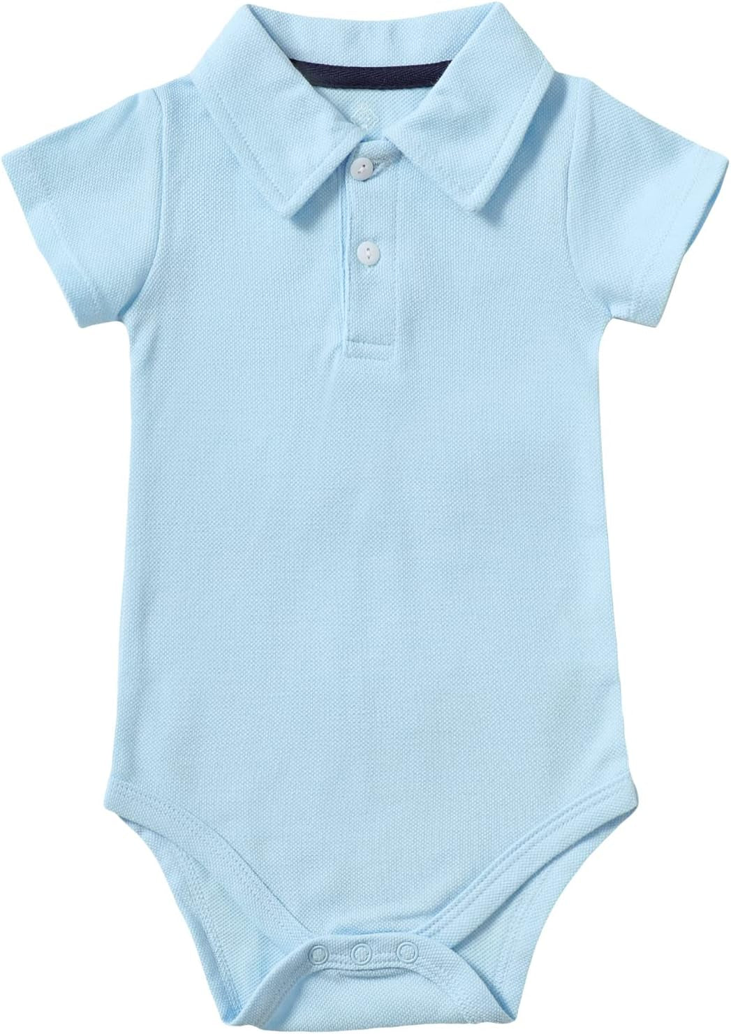 Baby Boy Polo Bodysuit, Cotton Pique One-Piece, 0-24M