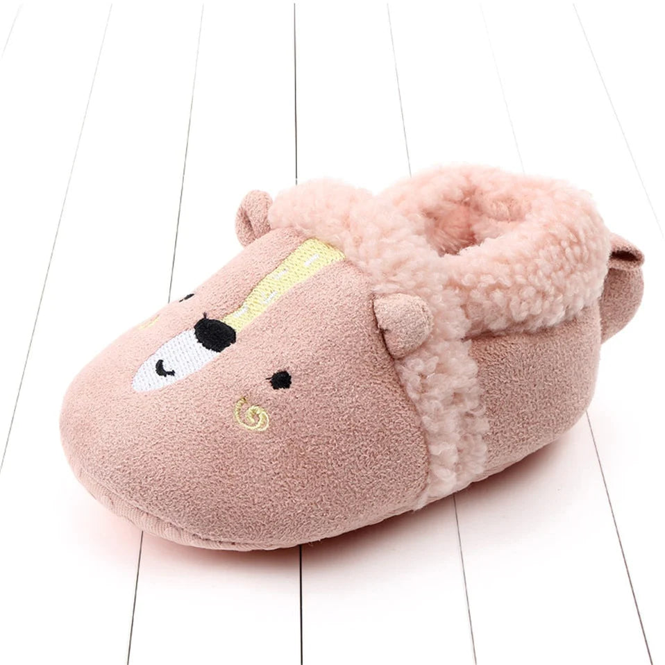 Adorable Anti-Slip Infant Knit Slippers for Boys and Girls - Cute Cartoon Prewalker Crib Shoes