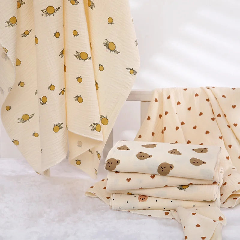 Printed cotton muslin baby swaddle blanket, view 4
