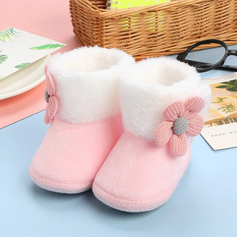 Cozy pompom baby booties, view 4
