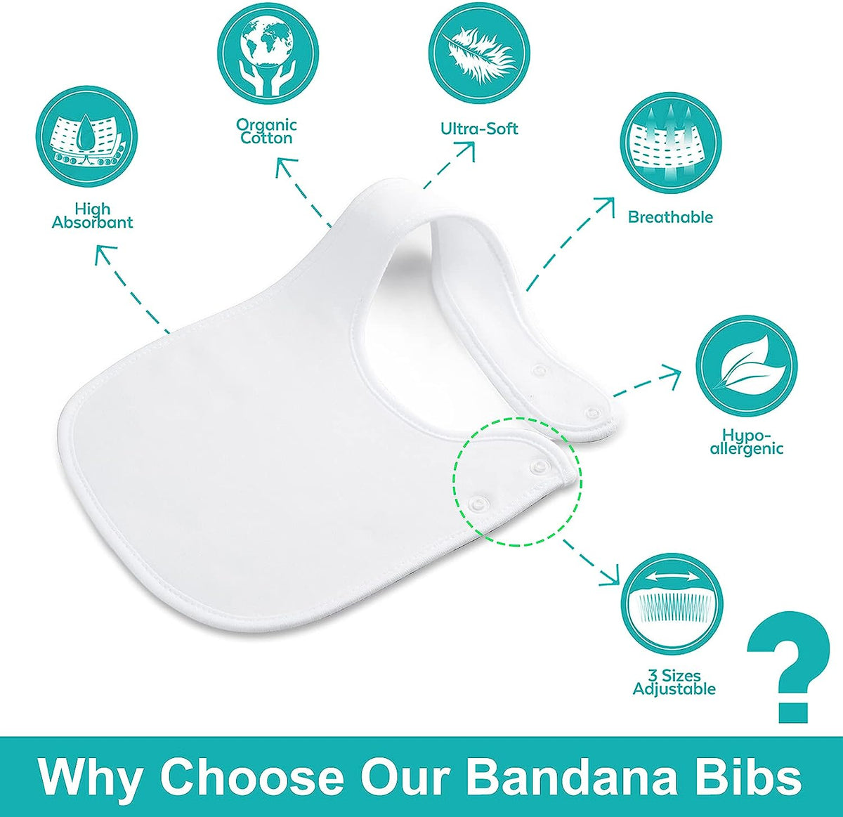 Organic cotton bandana drool bibs for babies, view 4