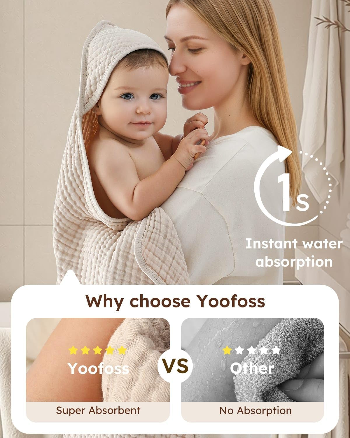 Muslin hooded baby towels, 2-pack, view 2