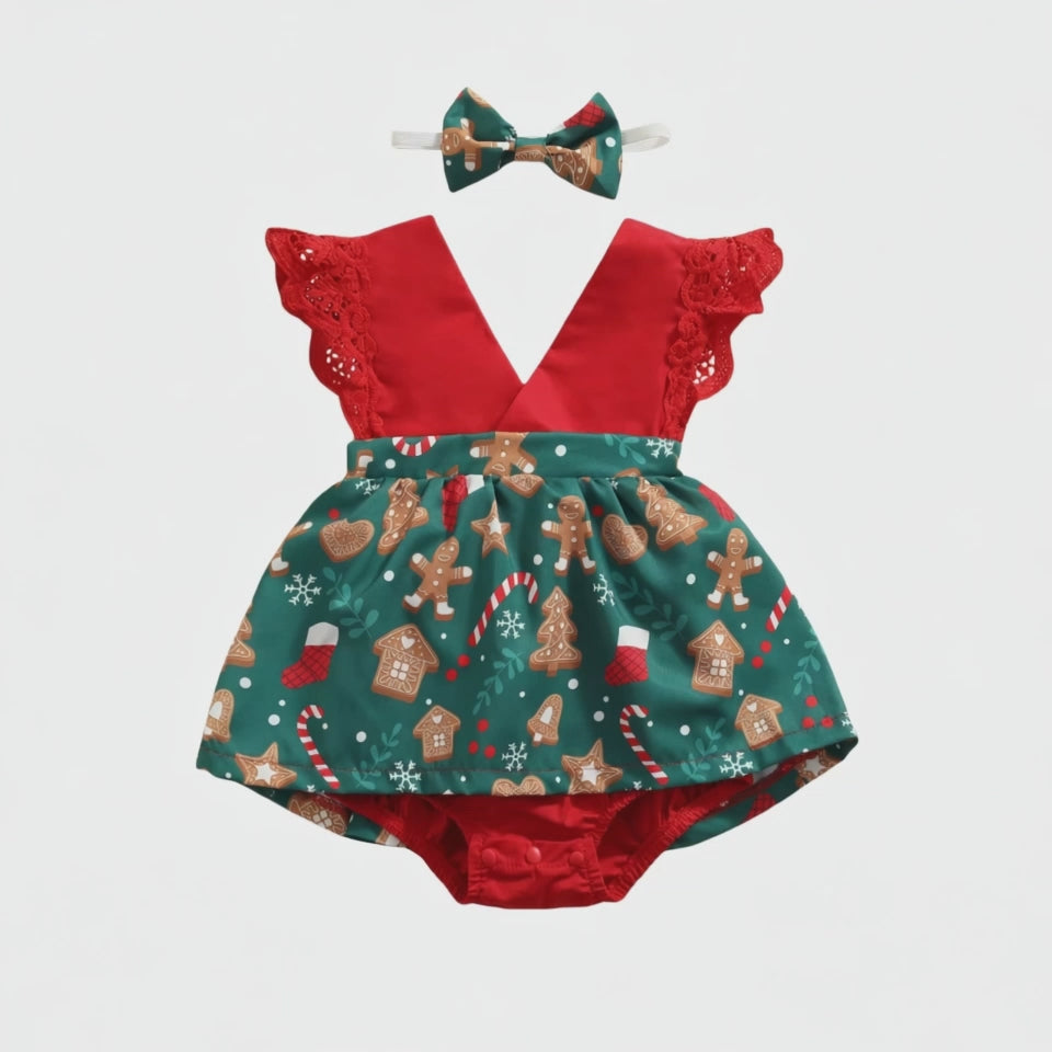 My First Christmas lace romper